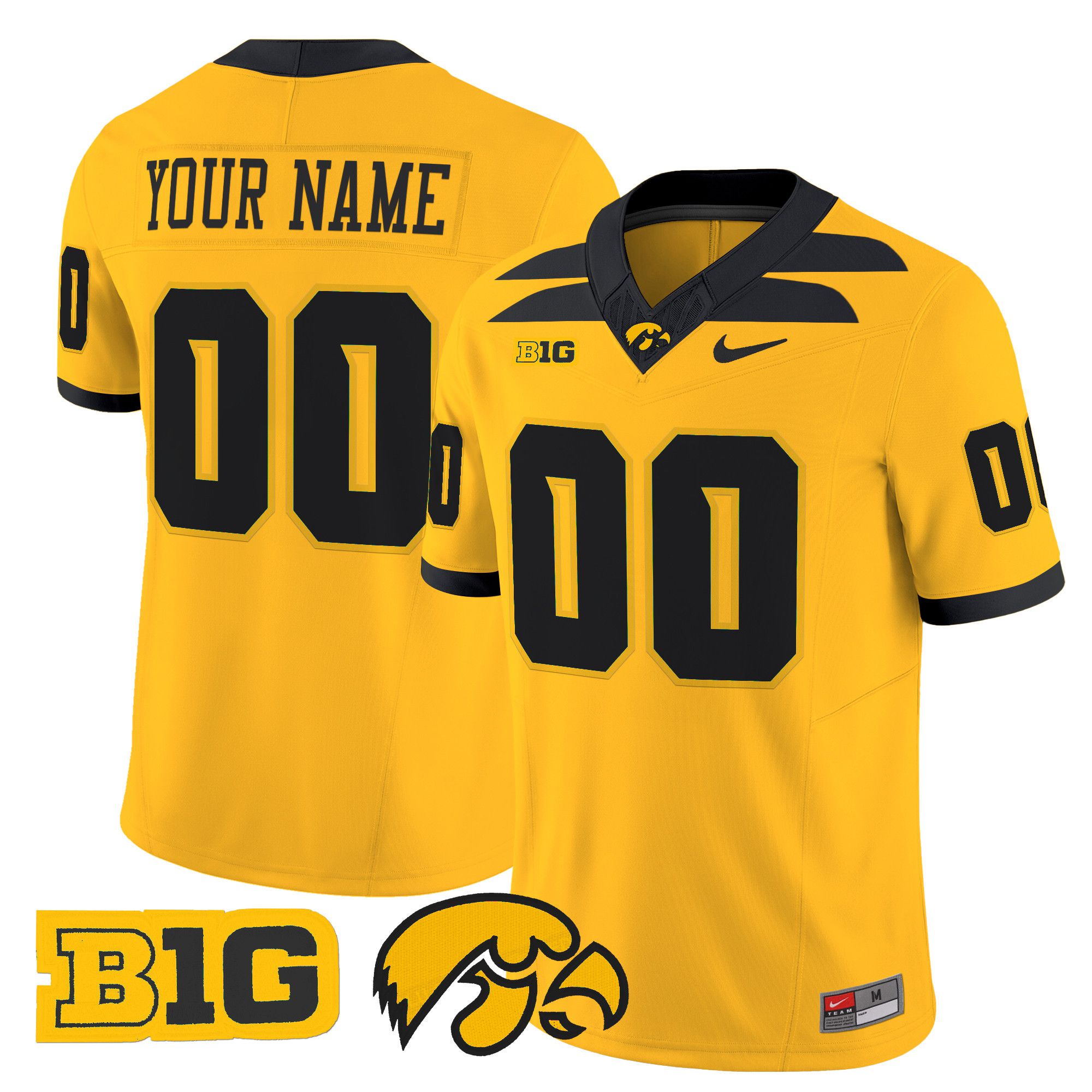 Men Iowa Hawkeyes Yellow Nike 2024 Vapor Limited Custom NCAA Jersey style 1->ncaa teams->NCAA Jersey